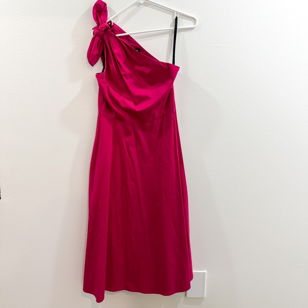 Kate Spade Poplin Old Money Preppy Whimsical One Shoulder Sabrina Pink Dress 6 - Picture 3 of 6